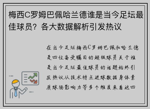 梅西C罗姆巴佩哈兰德谁是当今足坛最佳球员？各大数据解析引发热议